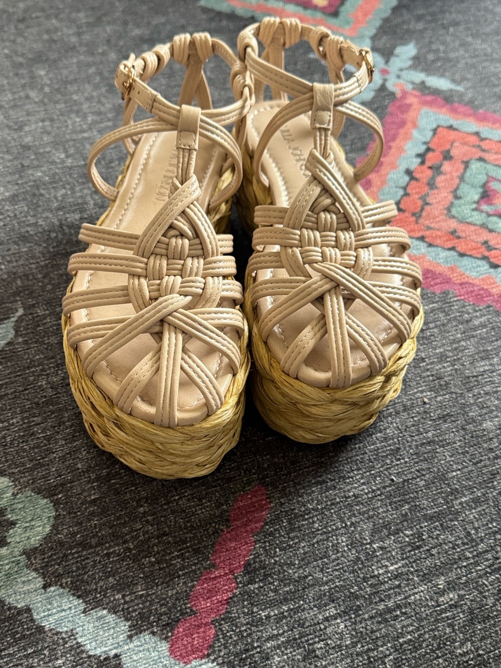 Ulla Johnson Viola Knotted Leather Platform Sandals Cream Size 7.5 (EU 37.5) - Picture 3 of 11